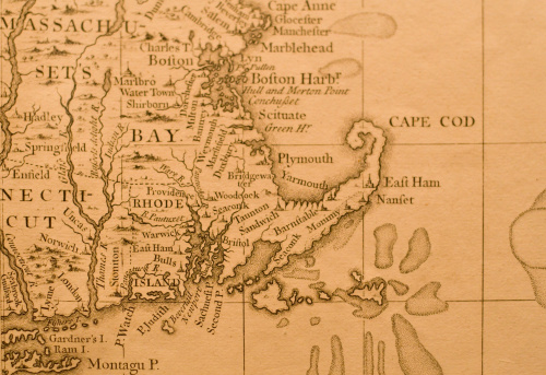Antique Map of Eastern Massachusetts, depicting Boston, Plymouth, Cape Cod, Rhode Island, and Portions of Connecticut.