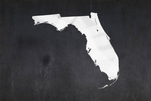Map of the State of Florida drawn on a blackboard Blackboard with a the map of the State of Florida (USA) drawn in the middle. florida us state photos stock pictures, royalty-free photos & images