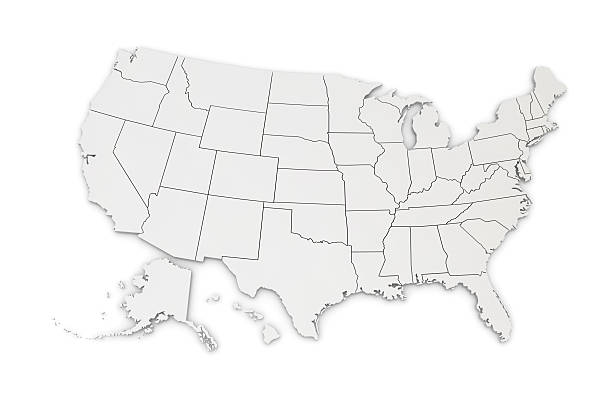 Map of USA Map of USA. 3d render and computer generated image. isolated on white. eastern usa stock pictures, royalty-free photos & images