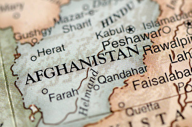 A map with a close-up focus on Afghanistan A close-up photograph of Afghanistan from a desktop globe. Adobe RGB color profile. central asia stock pictures, royalty-free photos & images