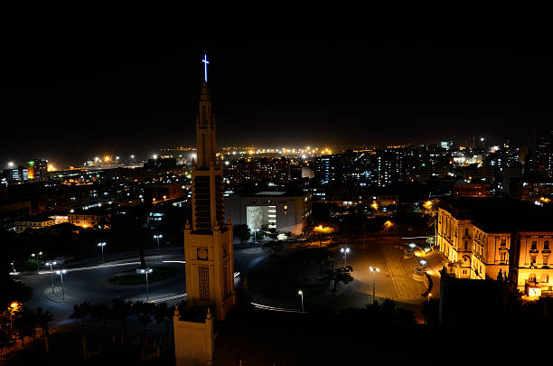 Maputo at Night Glittering Maputo with Cathedral in the Night maputo city stock pictures, royalty-free photos & images