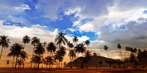maracas beach panorama – trinidad und tobago - tobago stock-fotos und bilder
