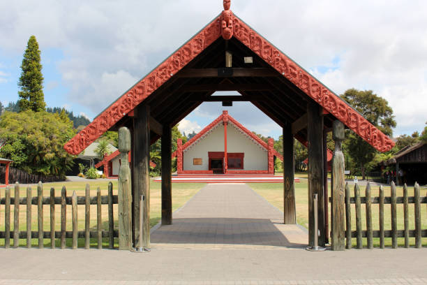 Marae-Whakarewarewa- Te Puia stock photo