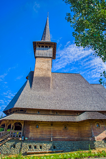 Wooden church of Barsana monastery in Maramures, Romania