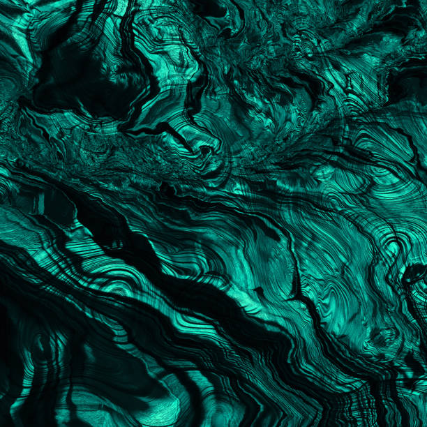 Marble Green Malachite Texture Abstract Sea Teal Dark Turquoise Black Stone Rock Texture Emerald Fluorite Mineral Glowing Grooved Fantasy Nephrite Pattern Neon Lighting Multi-Layered Effect Illuminated Ombre Modern Fractal Fine Art stock photo