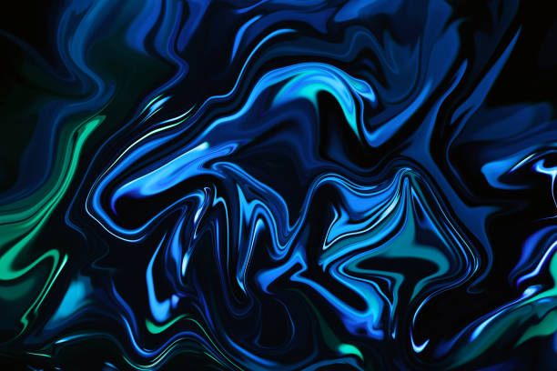 검은 배경 멀티 컬러 패턴 종이 유행에 파란색 녹색 추상적인 텍스처 색상 화려한 네온 대리석 그라디언트 왜곡 매크로 사진 - holographic foil 뉴스 사진 이미지
