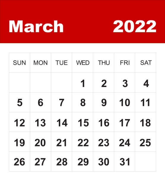 March 2022 calendar stock photo