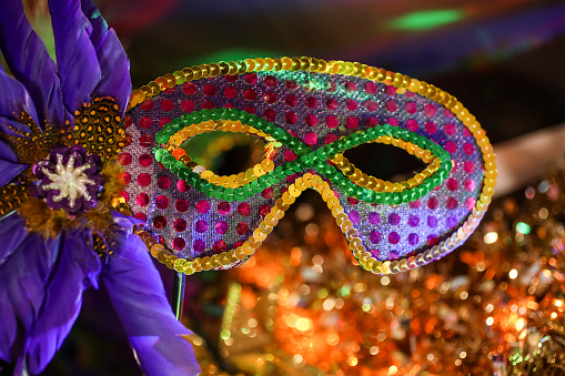 Mardi Gras Rio Carnival Mask And Colorful Decorations Stock Photo