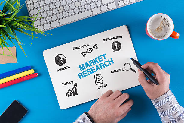Market Research Concept with Keywords and Icons Market Research Concept with Keywords and Icons market research stock pictures, royalty-free photos & images