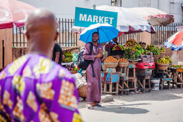 Market scene - Lagos, Nigeria stock photo