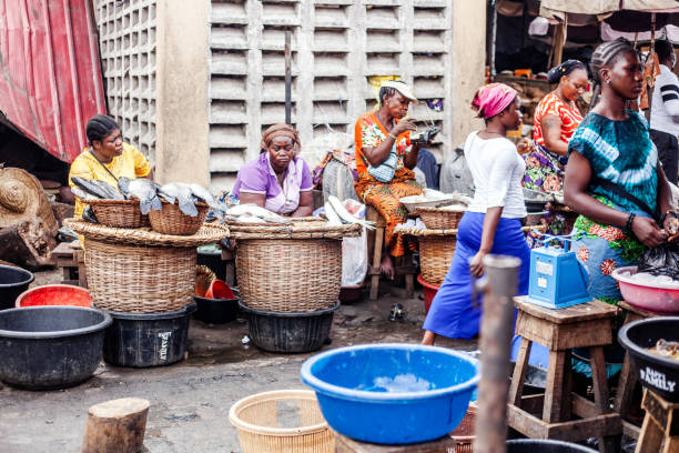 Market scene - Lagos, Nigeria stock photo