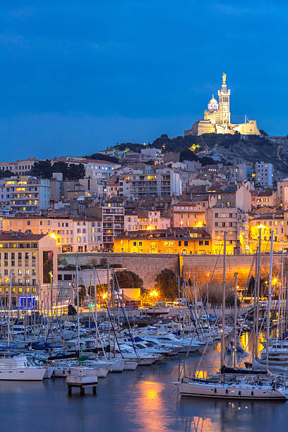Marseille France night stock photo