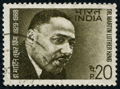 Richmond, Virginia, USA - June 17th, 2012: Cancelled Stamp From India Featuring The American Civil Rights Leader, Martin Luther King Jr.