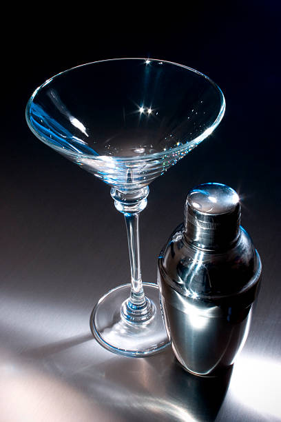 Martini Glass and Shaker stock photo