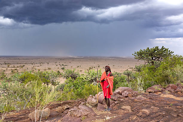 Masai man Young Masai looking away maasai warrior stock pictures, royalty-free photos & images
