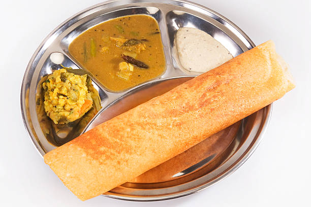 Masala Sin Masala Dosa, Indian Food thosai stock pictures, royalty-free photos & images