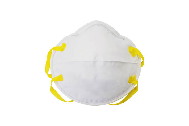 N95 mask isolated on white background. N95 mask respirator for dust, PM2.5, odor and chills. Coronavirus Covid-19 infection isolated on white background. n95 mask stock pictures, royalty-free photos & images
