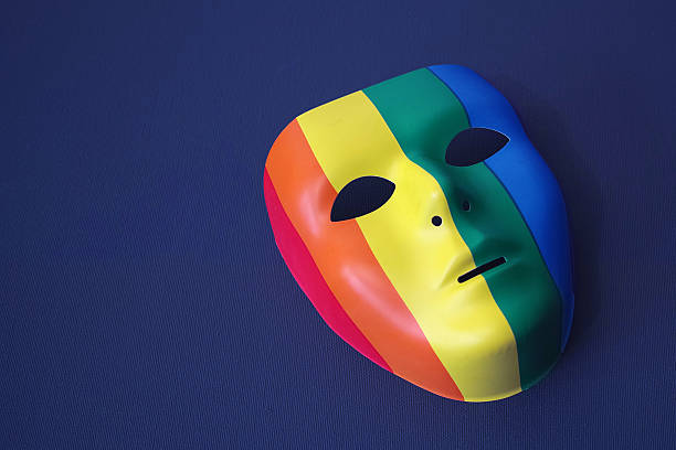LGBT Mask With Dark Blue Background stock photo