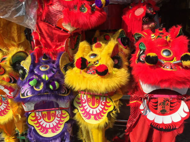 Masks for Lion Dancers stock photo