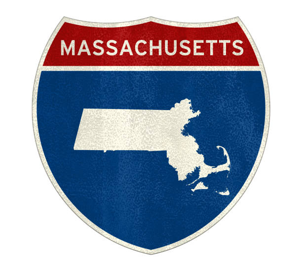 Massachusetts State Interstate road sign  massachusetts stock pictures, royalty-free photos & images