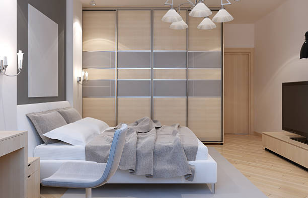 Master bedroom art deco style stock photo