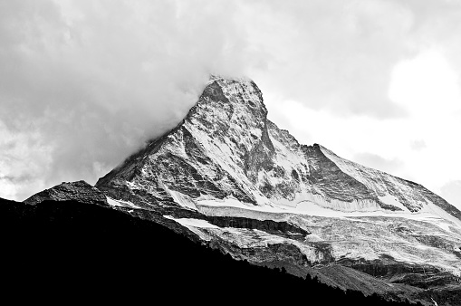 Matterhorn's North Face, photo in black and white.