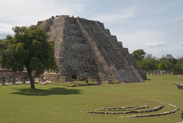 Mayapan pyramid stock photo