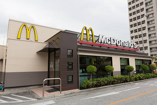 McDonald's restaurant in Japan Naha, Japan - January 28, 2015 : McDonald's restaurant in Naha, Okinawa, Japan. McDonald's has over 3000 restaurants in Japan.  mcdonalds japan stock pictures, royalty-free photos & images