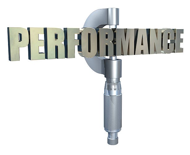 Measuring performance, success with micrometer stock photo