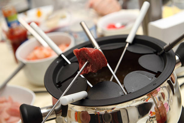 Meat fondue stock photo