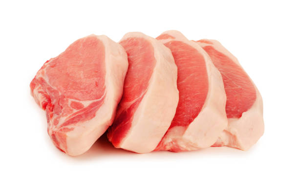 고기, 돼지고기, 슬라이스 돼지 고기 - 돼지고기 뉴스 사진 이미지