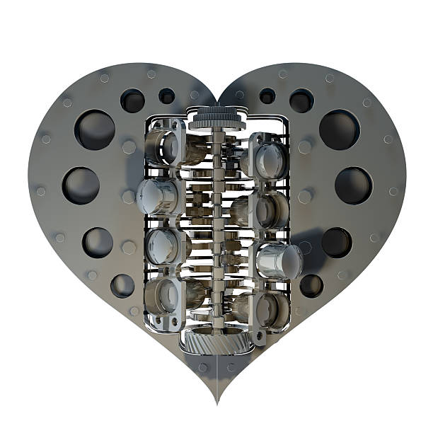 Mechanical heart V8 3d render stock photo