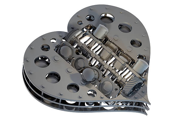 Mechanical heart V8 isolated on white stock photo
