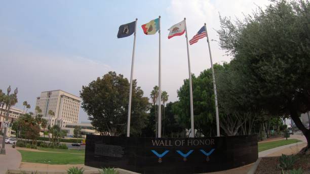 Medal of Honor Los angeles Los Angeles, California, United States - August 9, 2018: Latino blood,American Hearts, site dedicated to Latino-American Heroes who received Congressional Medal of Honor.LA Downtown near Union Station congressional country club stock pictures, royalty-free photos & images