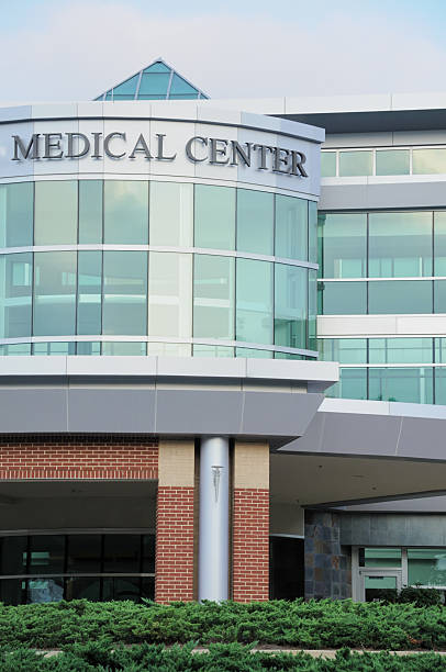 Medical center building with entrance stock photo