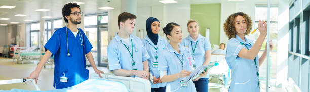medical team training centre hospital team take a morning briefing hospital ward photos stock pictures, royalty-free photos & images