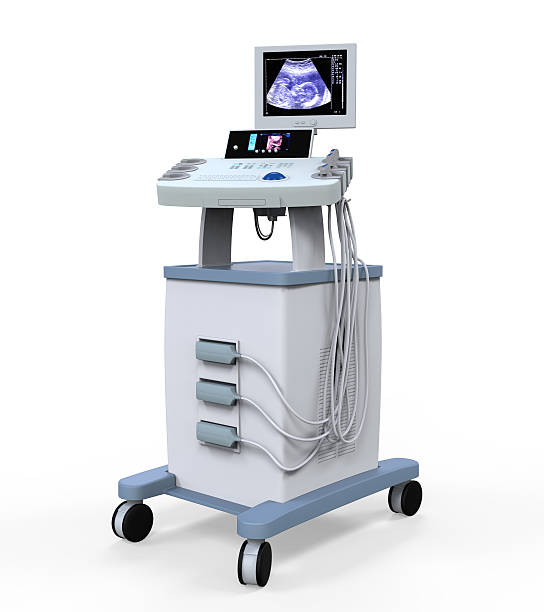 Medical Ultrasound Diagnostic Machine Medical Ultrasound Diagnostic Machine isolated on white background. 3D render medical equipment stock pictures, royalty-free photos & images