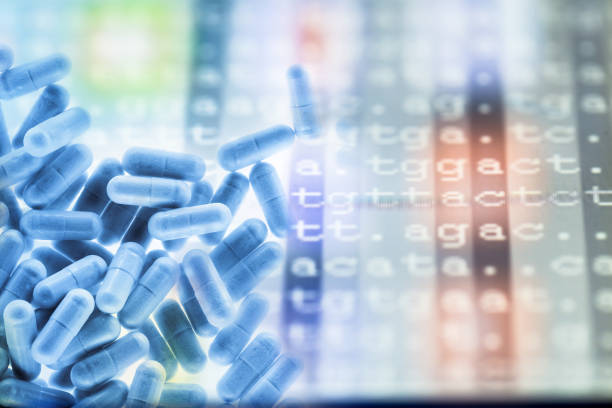 medicine with DNA code stock photo