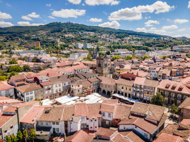 medieval city center of guimaraes, portugal - braga imagens e fotografias de stock