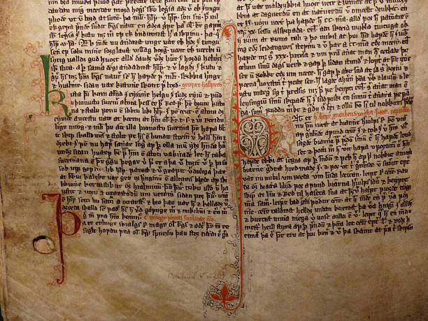 Medieval manuscript stock photo