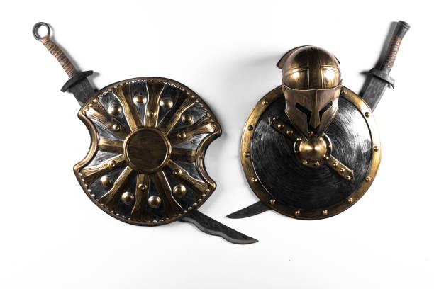 Ancient Style Medieval Shield with Sword and Axe with Armor Wall Hanging home 