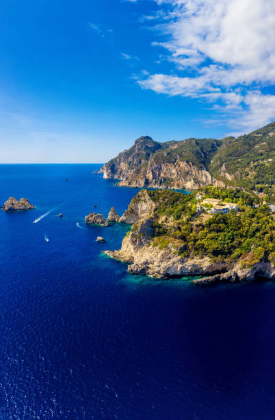 Mediterranean sea coast aerial landscape stock photo
