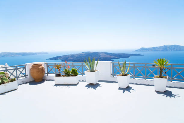 Mediterranean terrace stock photo