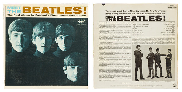 Los Altos, California, USA - October 2, 2011:  The front and back cover of the Beatles' first album, 'Meet The Beatles!', released in January 1964 by Capitol records.