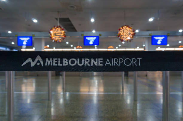 Melbourne airport check-in zone stock photo