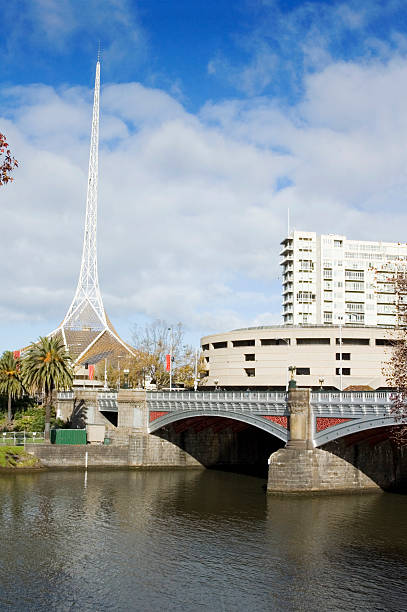 Melbourne Arts Centre &amp; Yarra River  arts centre melbourne stock pictures, royalty-free photos & images