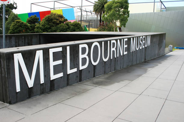Melbourne Museum sign Melbourne, Australia - March 20, 2012: Melbourne Museum sign. Melbourne Museum is a natural and cultural history museum located in the Carlton Gardens in Melbourne melbourne museum stock pictures, royalty-free photos & images