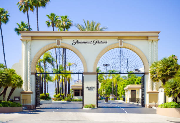Melrose Gate entrance to Paramount Pictures in Los Angeles, CA stock photo