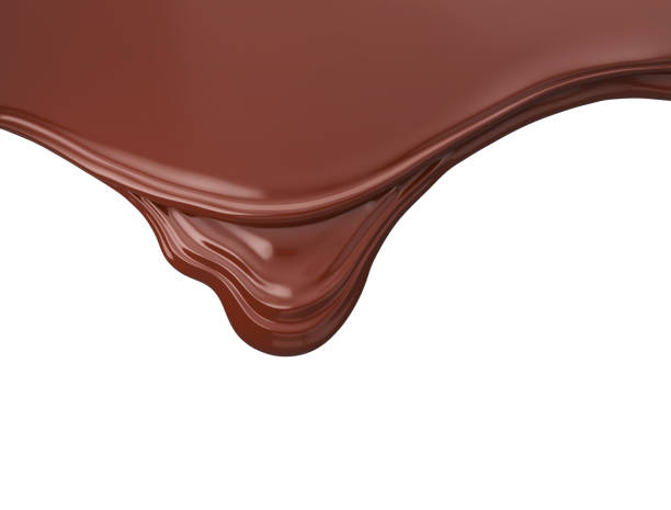 Melted brown chocolate. Melted brown chocolate dripping on white background, 3D illustration. dessert topping stock pictures, royalty-free photos & images