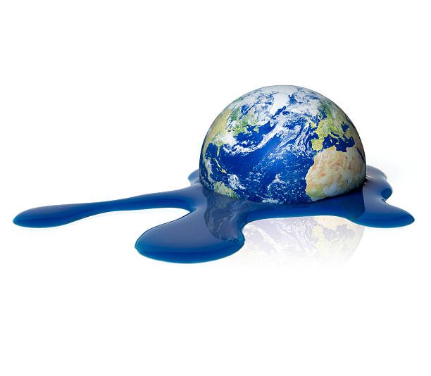 Melting earth. Global Warming Globe Water Concept Sphere Environment stock photo
